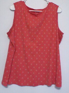 Croft & Barrow XXL Red Floral Tank Top Sleeveless 100% Cotton Casual Plus Size